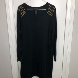 LANE BRYANT - Black Gold Spiked Shoulder Dress